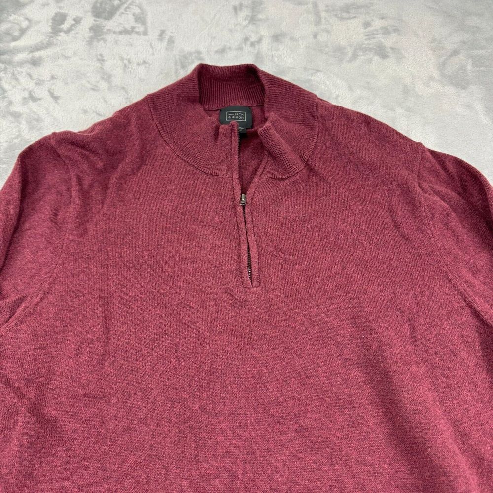 14th&Union Shirt Mens Large Red Quarter Zip Cotton Cashmere Sweater‎ Soft